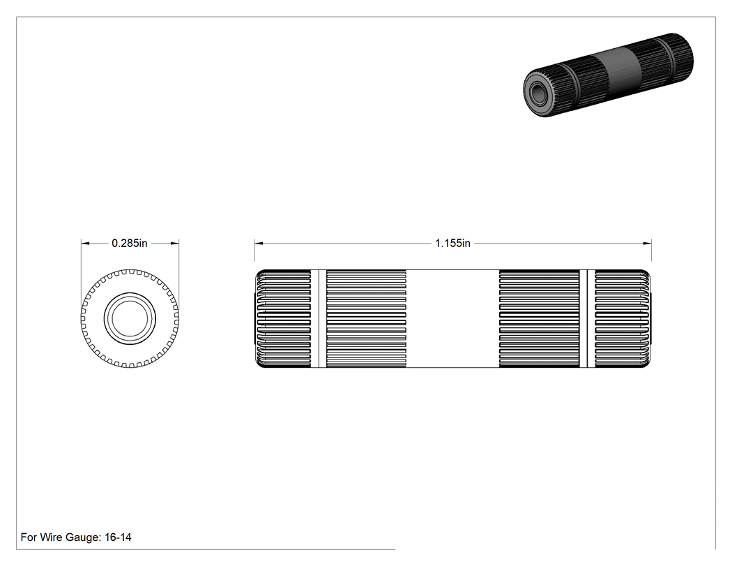 Teknik Çizim - Vidalı Uç Ekleme, Neme Dayanıklı, 16-14 AWG için