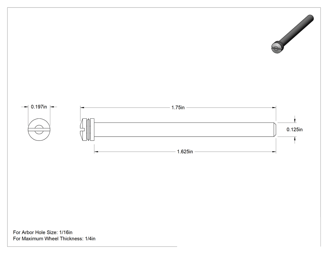 Teknik Çizim - 1/8" Çaplı Şaftlı Polisaj Diski Mili