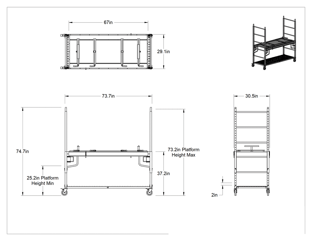 Teknik Çizim - Çok Fonksiyonlu Tezgah Ayarlanabilir İskele