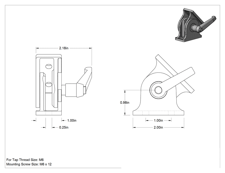 Teknik Çizim - T-Yivli Çerçeve, 2" Çift/Dörtlü için Kilitli Sıralı/Dikey Pivot
