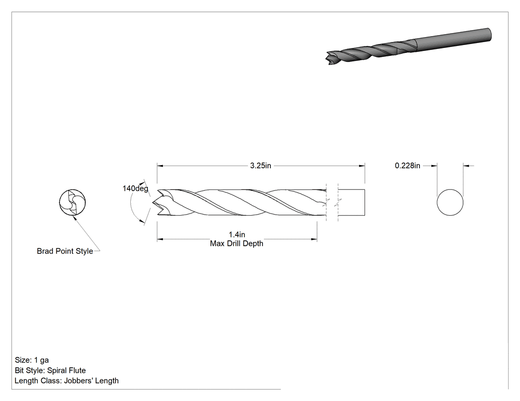 Teknik Çizim - Karbon Fiber, Fiberglas ve Grafit için Karbür Matkap Uçları, Fiberglas ve Grafit, 1 Ölçü Boyutu