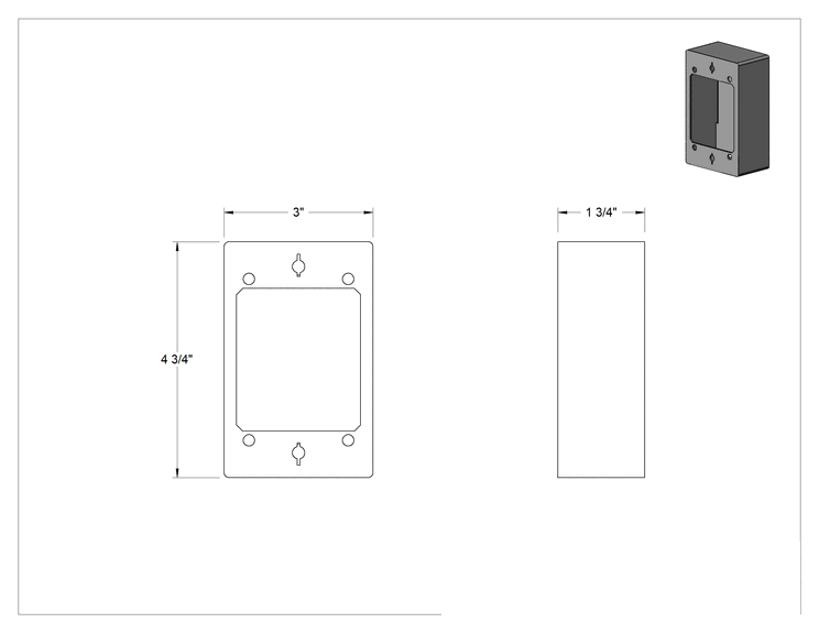 Teknik Çizim - 7/8" için 1 Adet Cihaz Çıkış Kutusu, 1-5/16", 2-1/4" Genişliğinde Düşük Profilli Yuvarlak Kanal