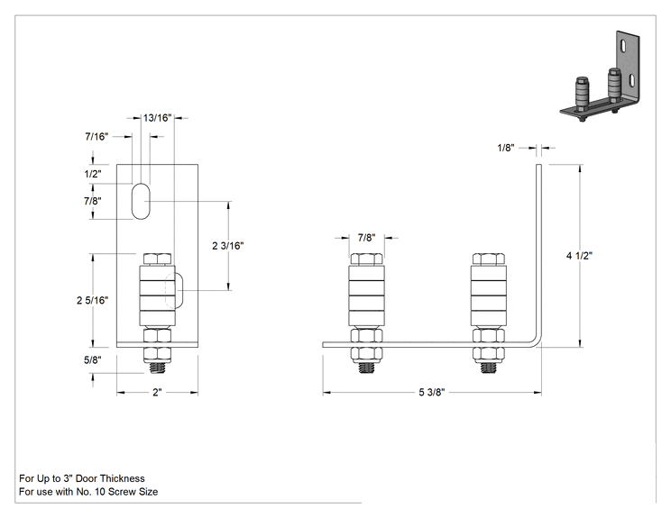 Teknik Çizim - 3" Kalınlığa Kadar Kapılar için 316 Paslanmaz Çelik Kılavuz