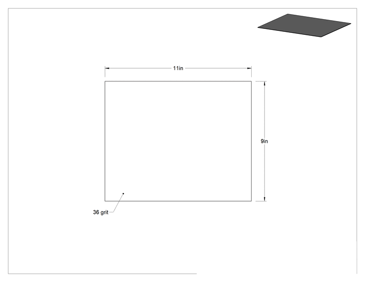 Teknik Çizim - Zımpara Kağıtları, Kumaş Destek, 9" x 11", Pürüzlü Yüzey, 36 Kum