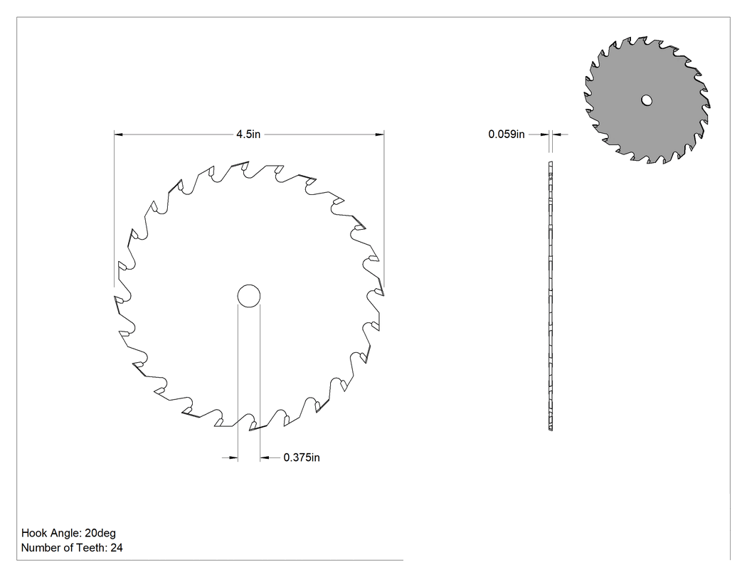 Teknik Çizim - Ahşap için 4-1/2" Çaplı Dairesel Testere Bıçağı