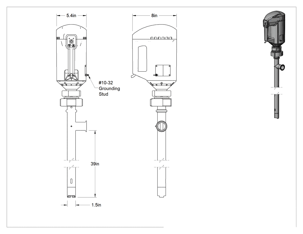 Teknik Çizim - Hijyenik Elektrikli Varil Pompaları, 31 gpm Akış Hızı