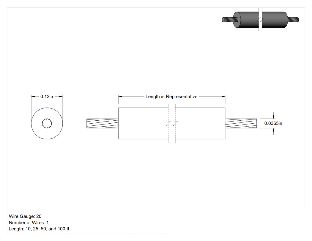 Teknik Çizim - Yüksek Gerilim Bağlantı Kablosu, 10000V DC, 20 AWG