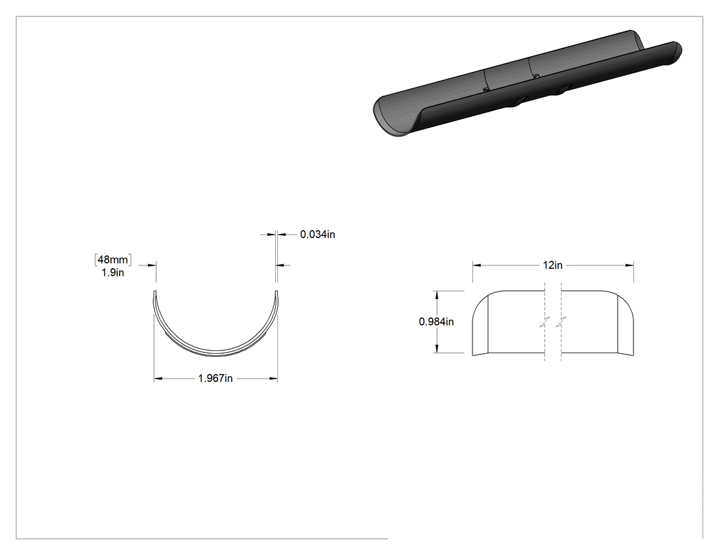 Teknik Çizim - Döngü Askıları için Yapıştırıcılı Boru Tutucu, Galvanizli Çelik, 1-7/8" İç Çap
