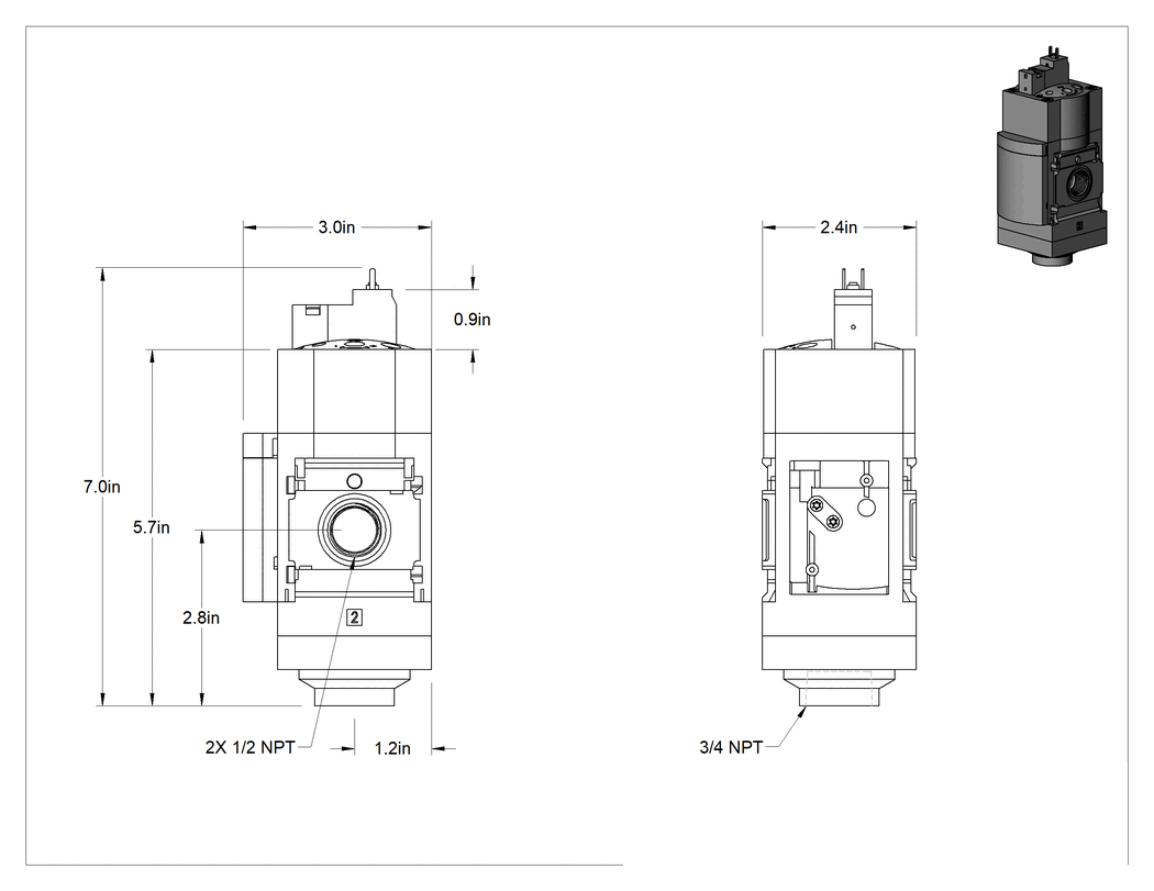 Teknik Çizim - Modüler Sıkıştırılmış Frls için Hava Tahliye Valfi, Yavaş Başlatma, Festo Serisi MS6 için, 1/2 NPT Dişi