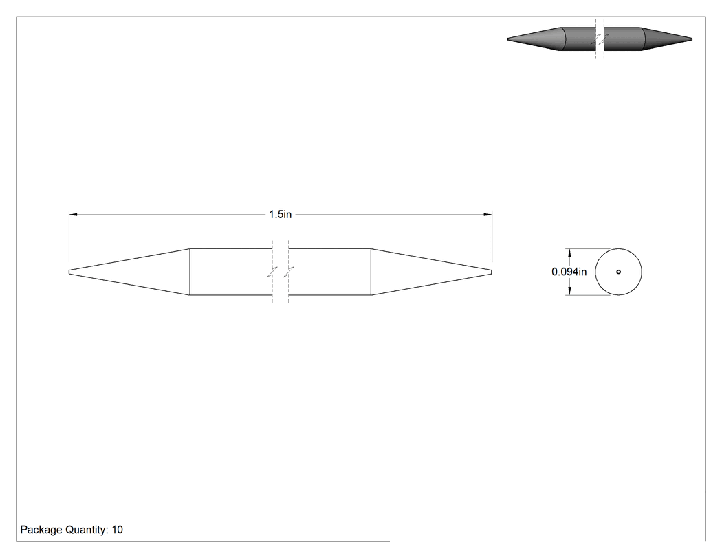 Teknik Çizim - 3/32" Çaplı Kullanıma Hazır Tungsten Elektrot