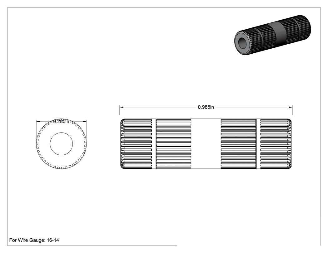 Teknik Çizim - Vidalı Uç Ekleme, 16-14 AWG için