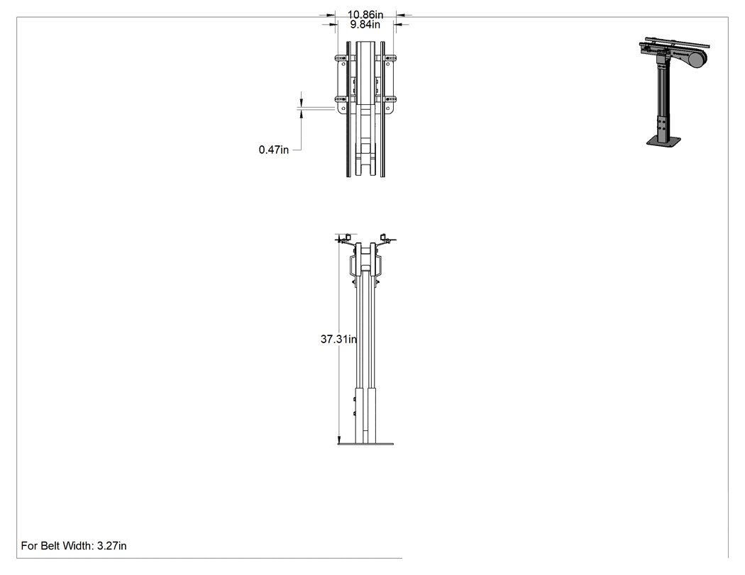 Teknik Çizim - Modüler Mini Zincirli Konveyör için 10-3/4" Genişlikte Avara Tertibatı