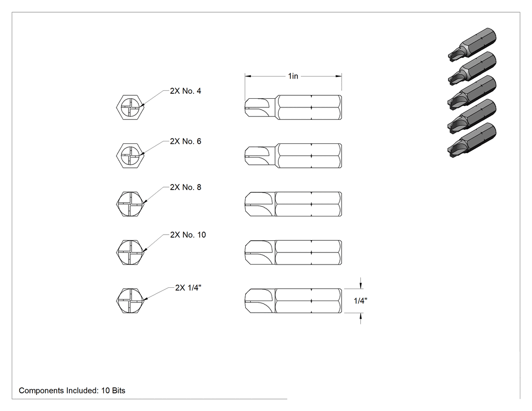 Teknik Çizim - Torq-Set® Uç Setleri