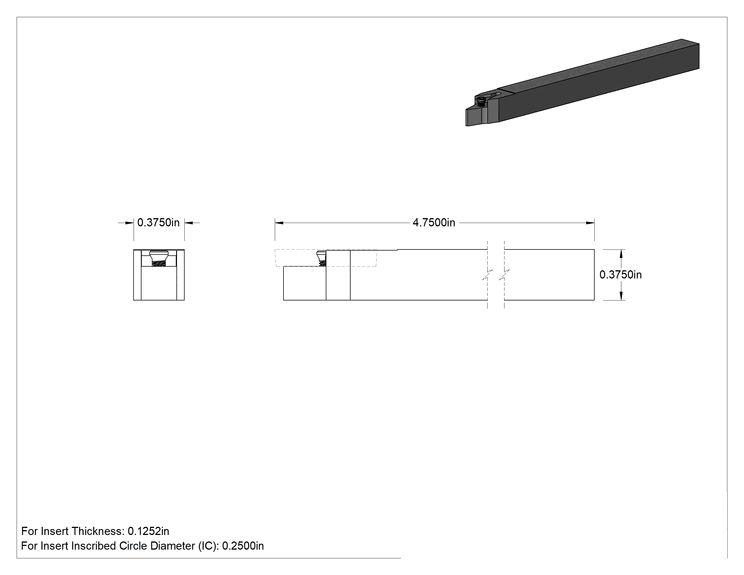 Teknik Çizim - Hassas Karbür Uç Tutucu, Svvb, Nötr, 3/8" Şaft, 1/4" iç çember için