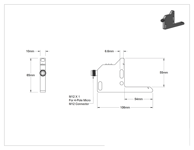 Teknik Çizim - Kolay Kurulum Fotoelektrik Anahtar, Görünür LED Işını, Açı, Nesne Yokken Açık