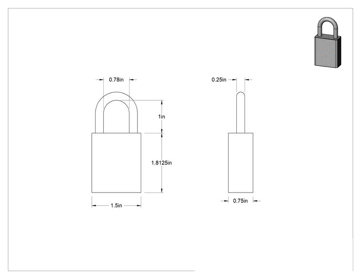 Teknik Çizim - Masif Eloksallı Alüminyum Kilitli Asma Kilit, Kırmızı American Lock 1105, #405m Anahtara Uyumlu Ana Anahtar