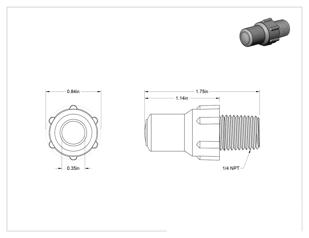 Teknik Çizim - Easy-View Dayanıklı Yağ Gözetleme Camı, 1/4 NPT Erkek