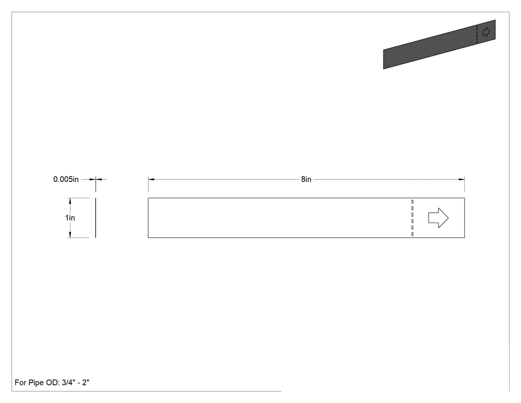 Teknik Çizim - Yapışkan Arka Yüzeyli Boru İşaretleyici, Mavi, Boş, 1" Yükseklik x 8" Genişlik