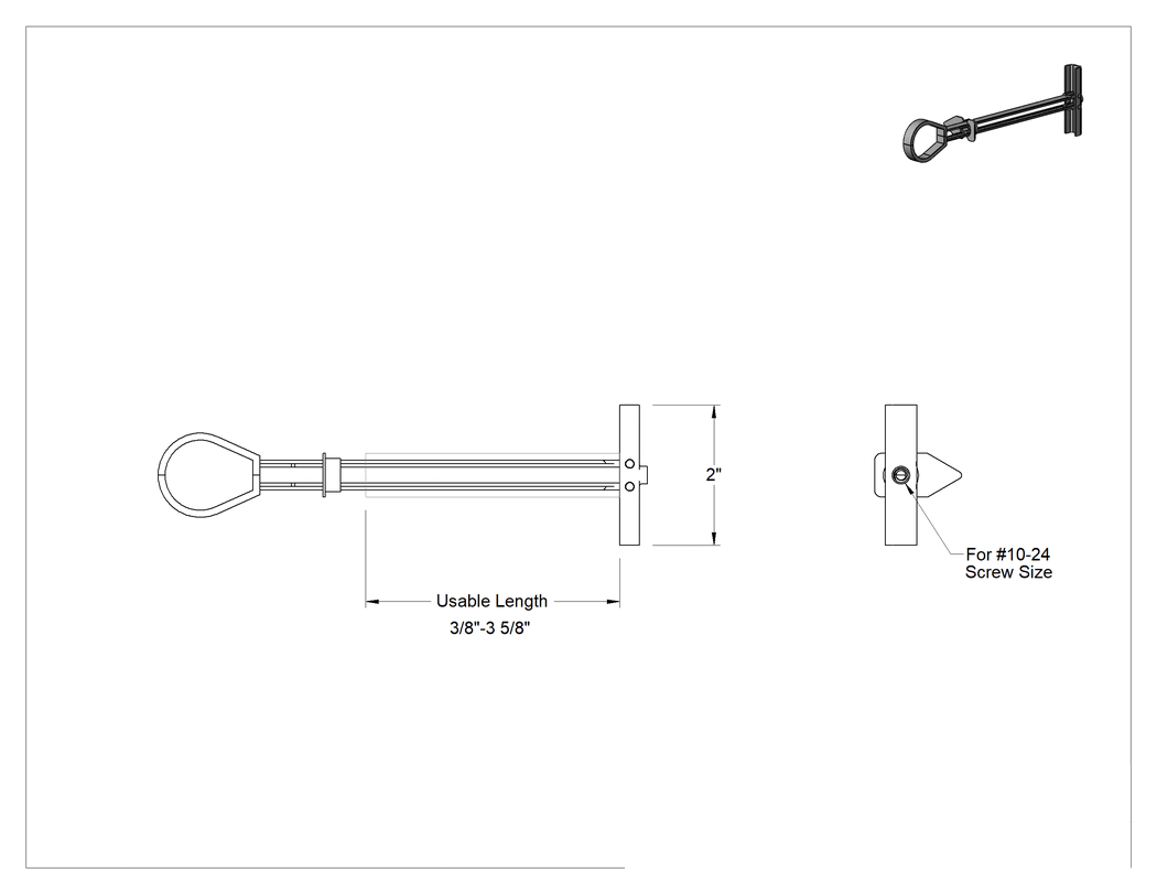 Teknik Çizim - Alçıpan için Yüksek Mukavemetli Kelebek Dübel, 18-8 Paslanmaz Çelik, 10-24 Diş Boyutu için, 3/8"-3-5/8" Kullanılabilir Uzunluk