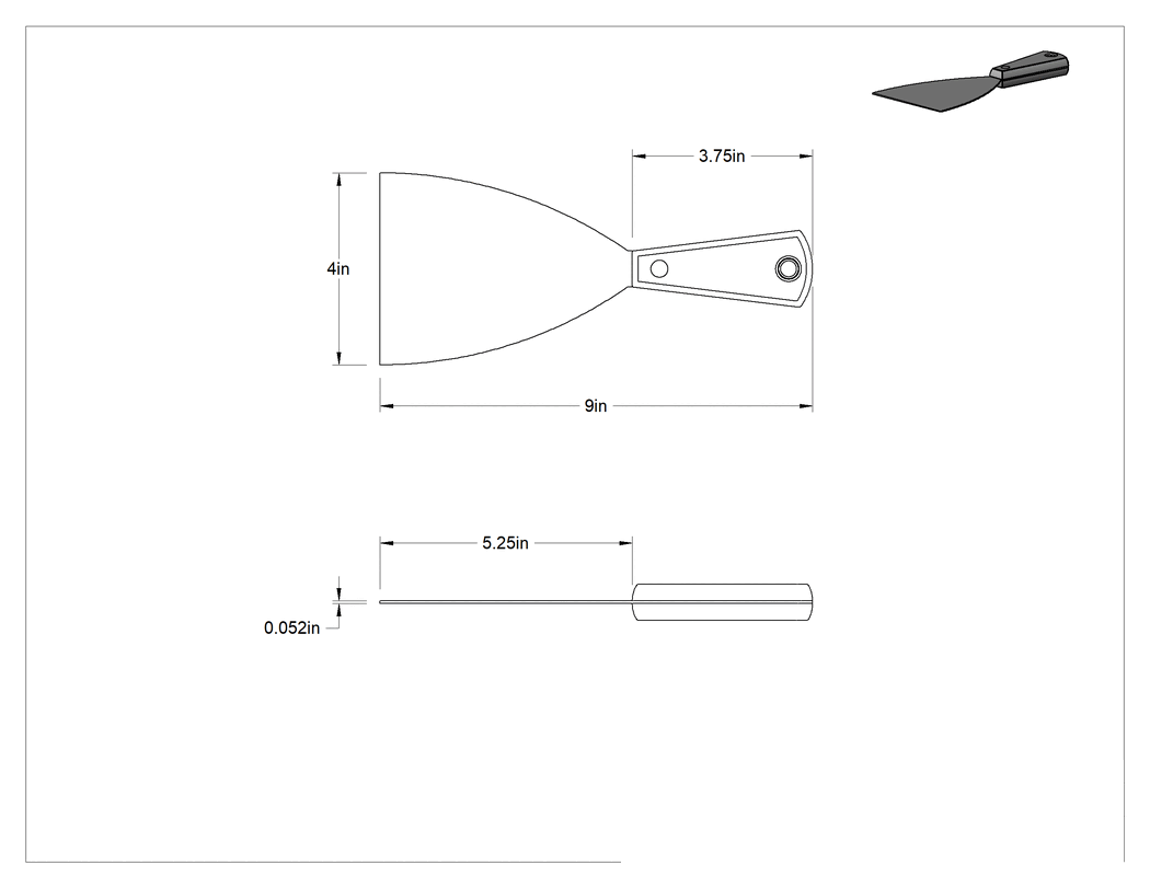 Teknik Çizim - Çelik Bıçaklı Macun Sürme Bıçağı, Düz Kenarlı 4 inç Genişlik x 5.25 inç Uzunlukta Bıçak