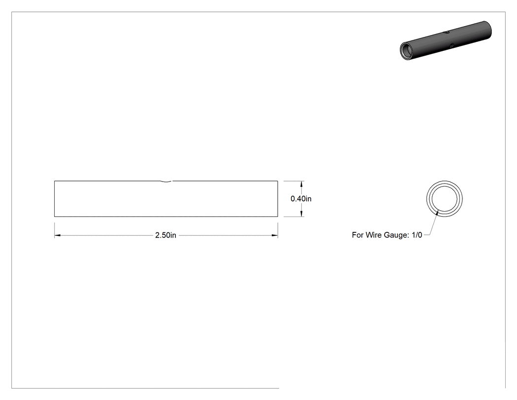 Teknik Çizim - Lehimli Yalıtımsız Uç Uçta Birleştirme, Kıvrılmayan, 1/0 AWG