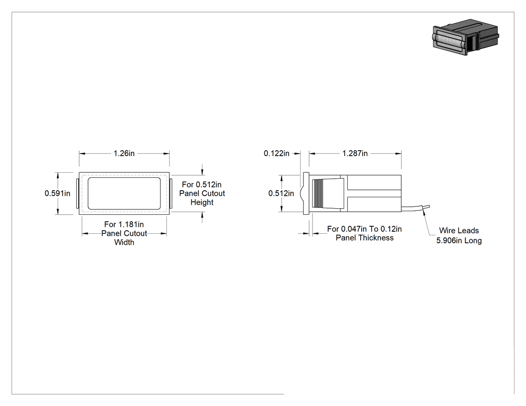 Teknik Çizim - Elektrikle Çalışan Sayaç, Panele Monte, Klipsli, Tel Uçları