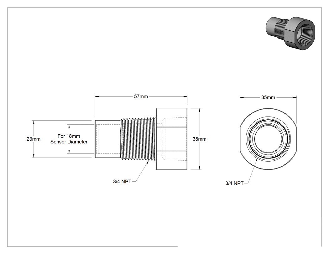 Teknik Çizim - 18 mm Çaplı Evrensel Nesne Yakınlık Anahtarı için Montaj Yuvası