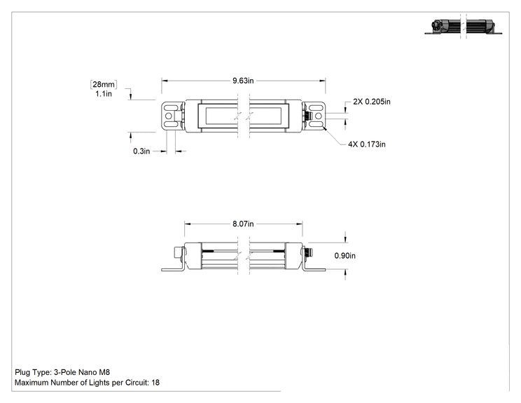 Teknik Çizim - Şerit Makinesi Işığı, Kademeli, 25 mm Genişlik x 8-1/8" Uzunluk x 1" Yükseklik Toplam