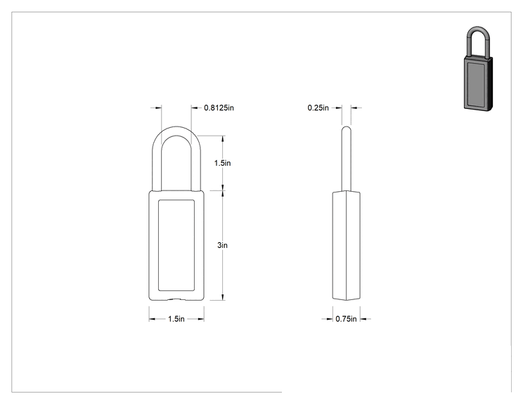 Teknik Çizim - Etiketli Ekstra Boşluklu Kilitli Asma Kilit, Master Lock 411-Kırmızı Gövde, #By9 Anahtarına Uyumlu Anahtar