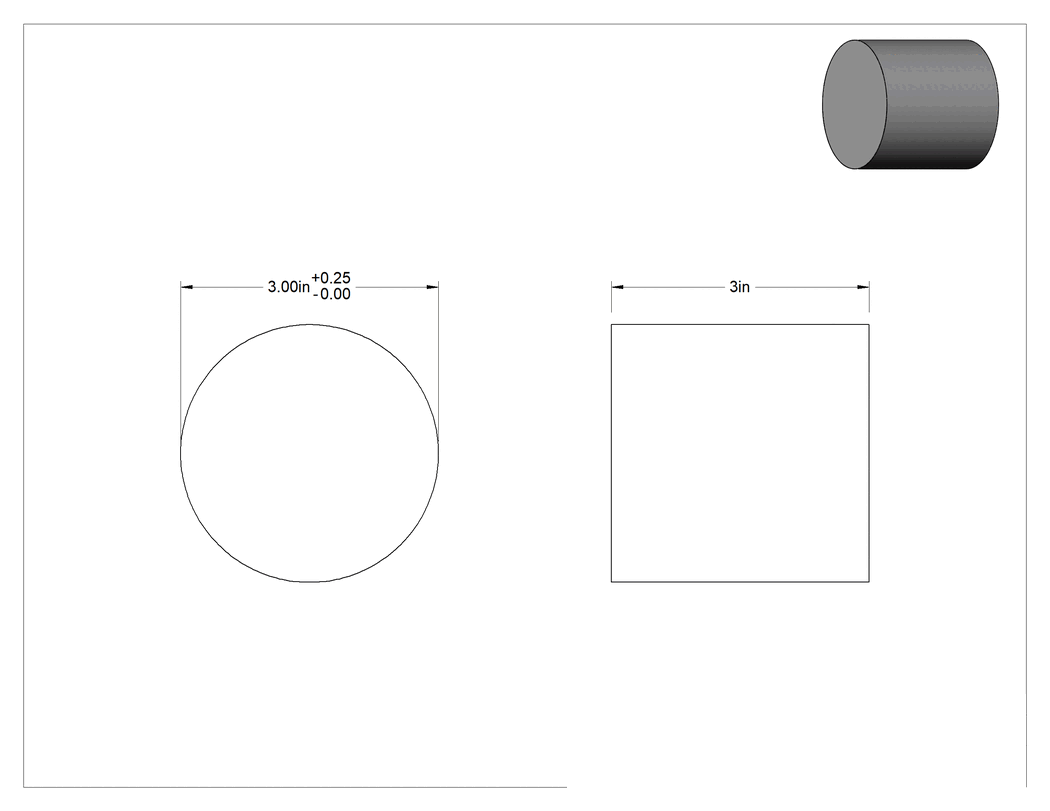 Teknik Çizim - 3" Çapında Siyah Naylon Disk, 3" Uzunluk