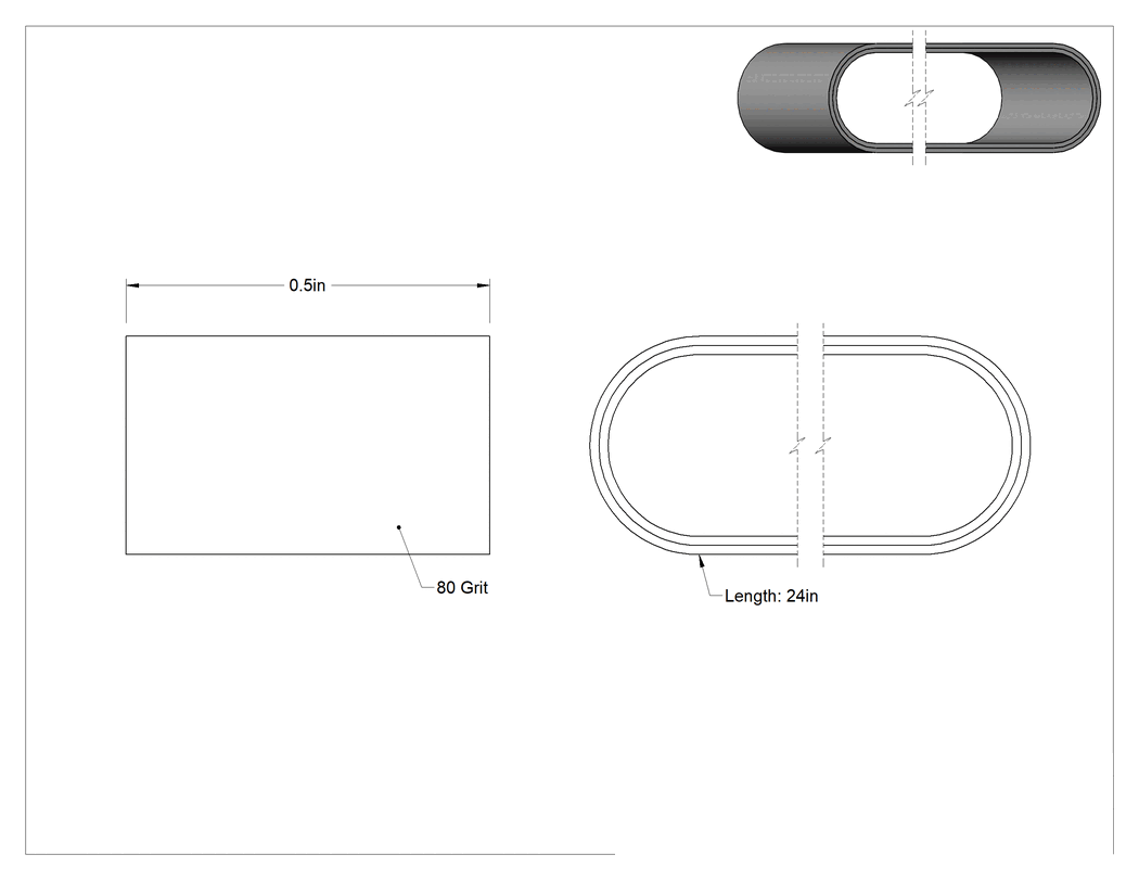 Teknik Çizim - Alüminyum için Zımpara Bandı, Yumuşak Metal ve Metal Olmayan Malzemeler, 80 Kum, 1/2" Genişlik x 24" Uzunluk