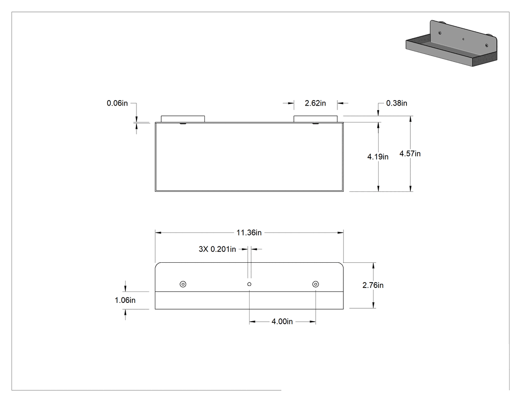 Teknik Çizim - Manyetik Arkalı Alet Tutucu Raflar, Raf 11-1/2" Genişlik x 2-3/4" Yükseklik