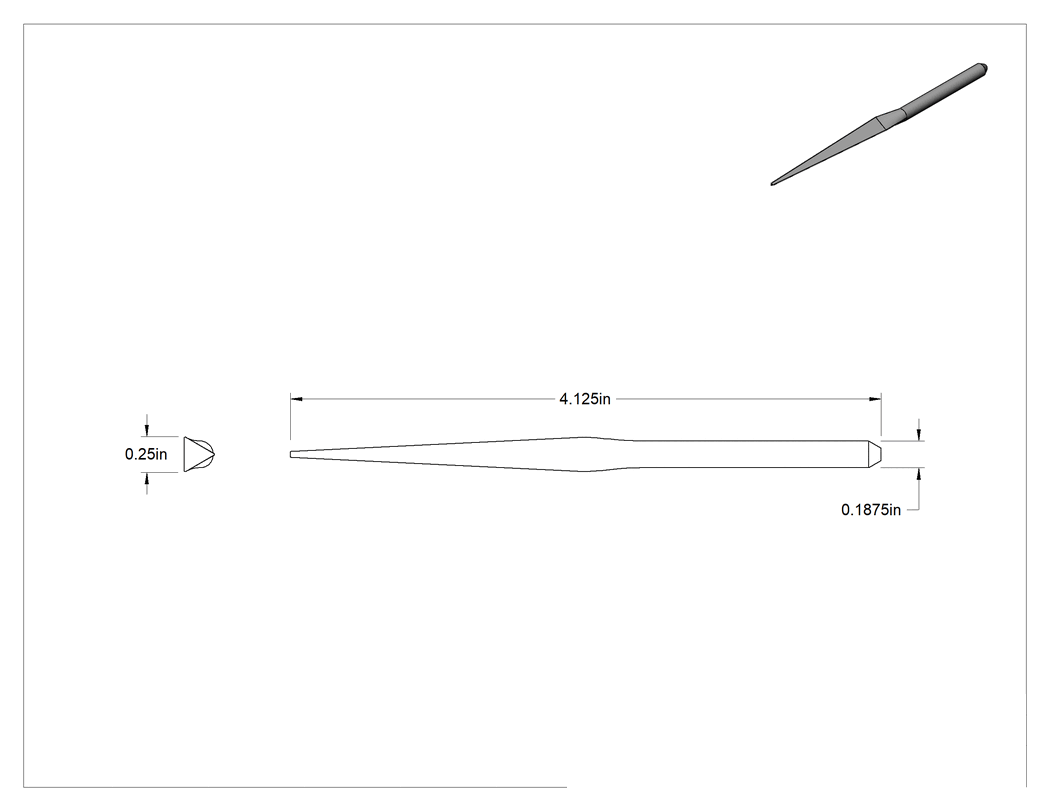 Teknik Çizim - Havalı Törpü için 3/16" Şaft Çaplı Üçgen Törpüler