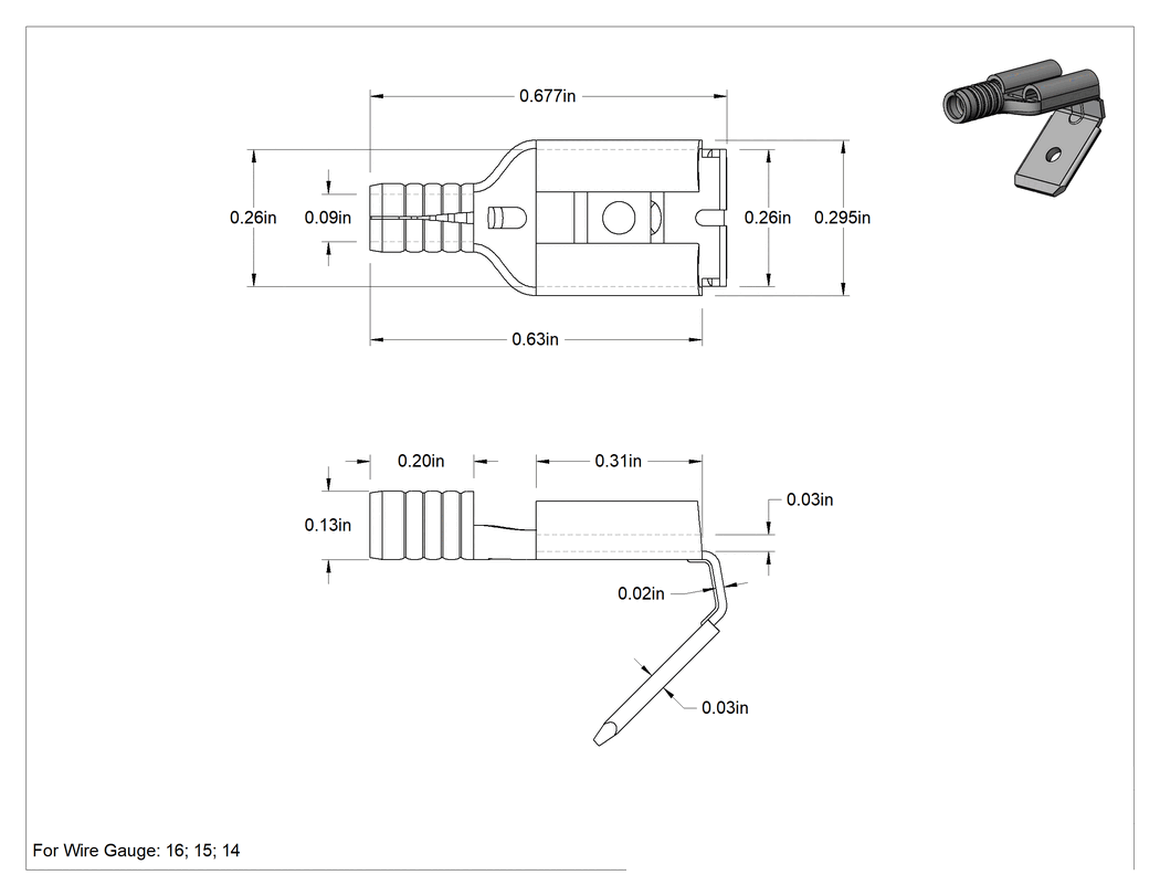 Teknik Çizim - Yalıtımsız Piggyback Faston Terminaller