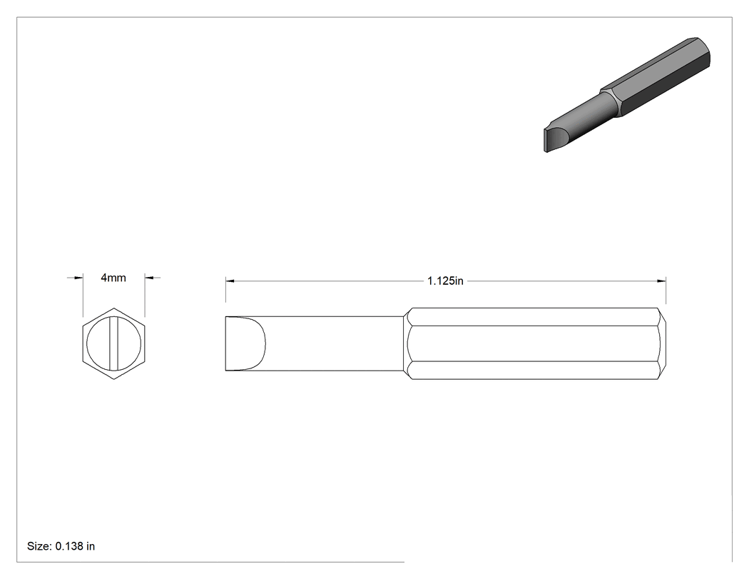 Teknik Çizim - 0.138" Oluklu Uç, 4 mm Altıgen Şaft