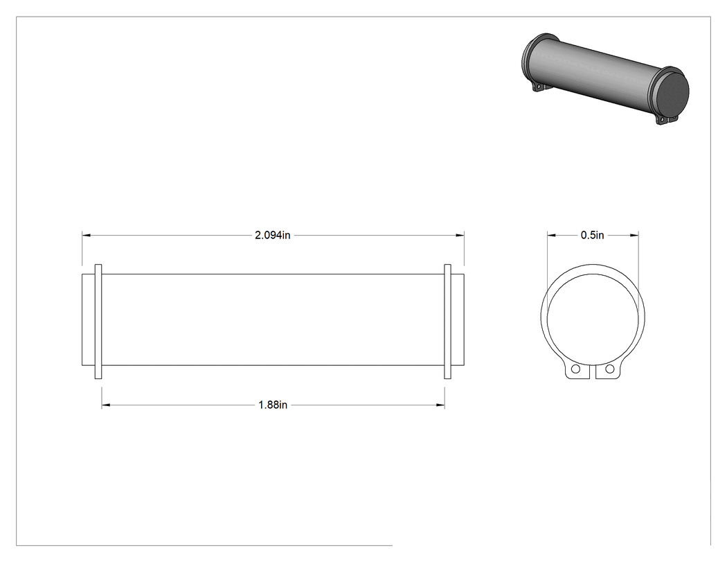 Teknik Çizim - Hidrolik Silindir Çatal Pimleri, 1/2" Çap