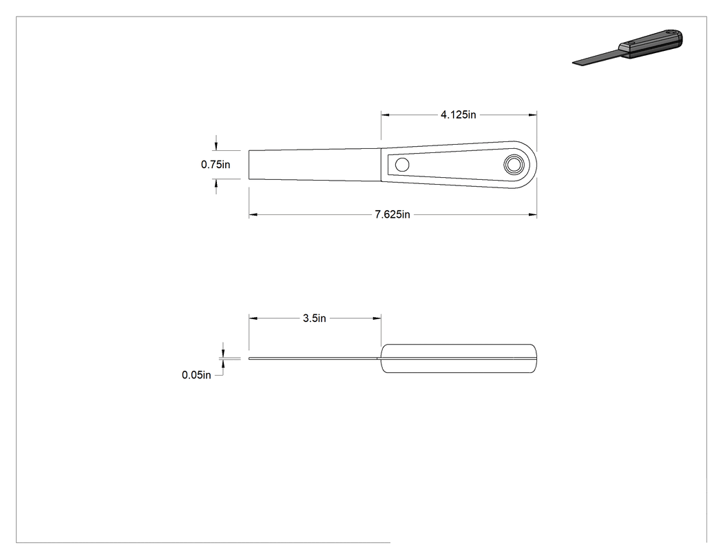 Teknik Çizim - Çelik Bıçaklı Macun Sürme Bıçağı, 3/4" Genişlik x 3.5" Uzunlukta Düz Kenarlı Bıçak
