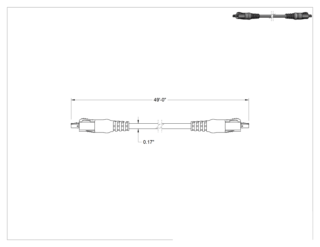 Teknik Çizim - Tek Çift Ethernet Kablosu, T1 x T1 Tapalar, 49 Fit Uzunluk