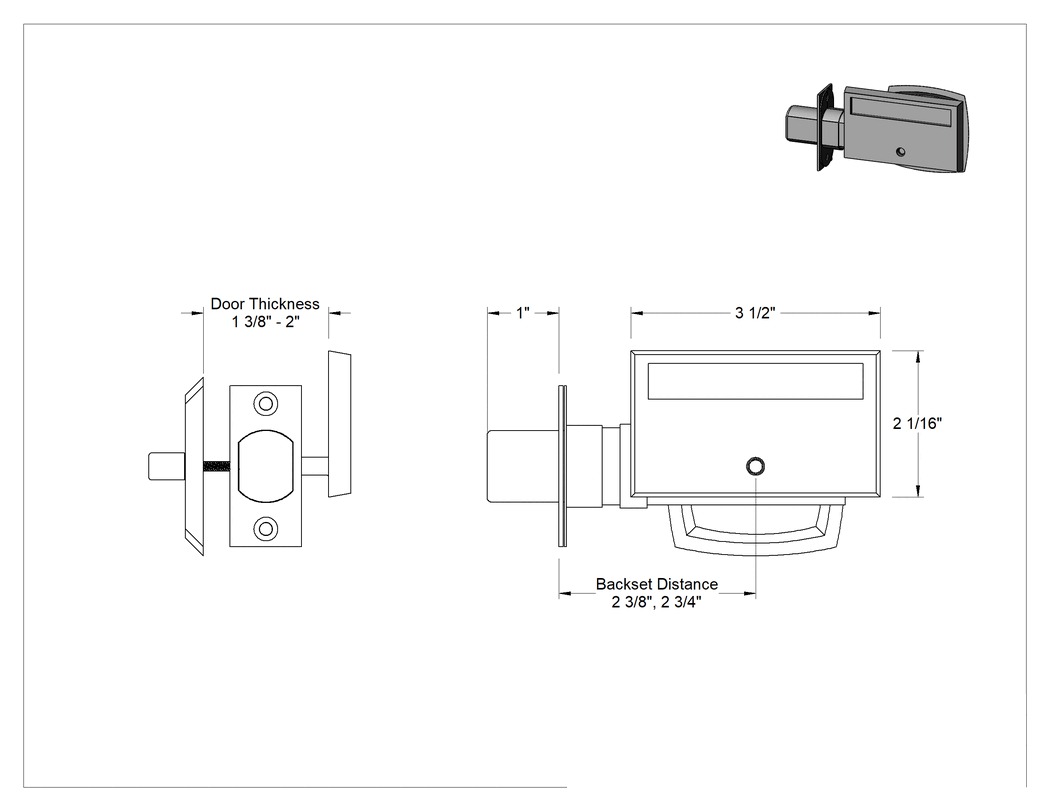 Teknik Çizim - İşgal Edilmiş/Boş Sürgü Kilitleri, Mat Pirinç