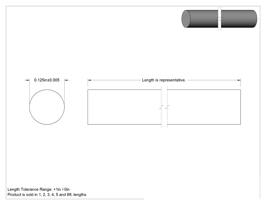 Teknik Çizim - Dayanıklı PFA, 1/8" Çap
