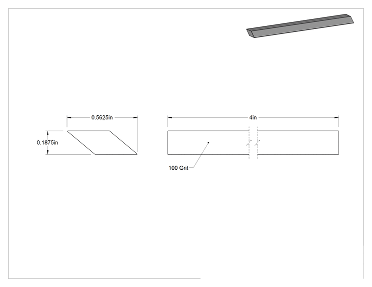 Teknik Çizim - Çelik için Tıkanmaya Dayanıklı Parlatma Taşı, Düz Elmas, 100 Kum, 4" Uzunluk x 9/16" Genişlik