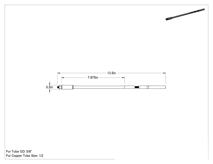 Teknik Çizim - 1/2" Bakır Boru için Akış Durdurucu