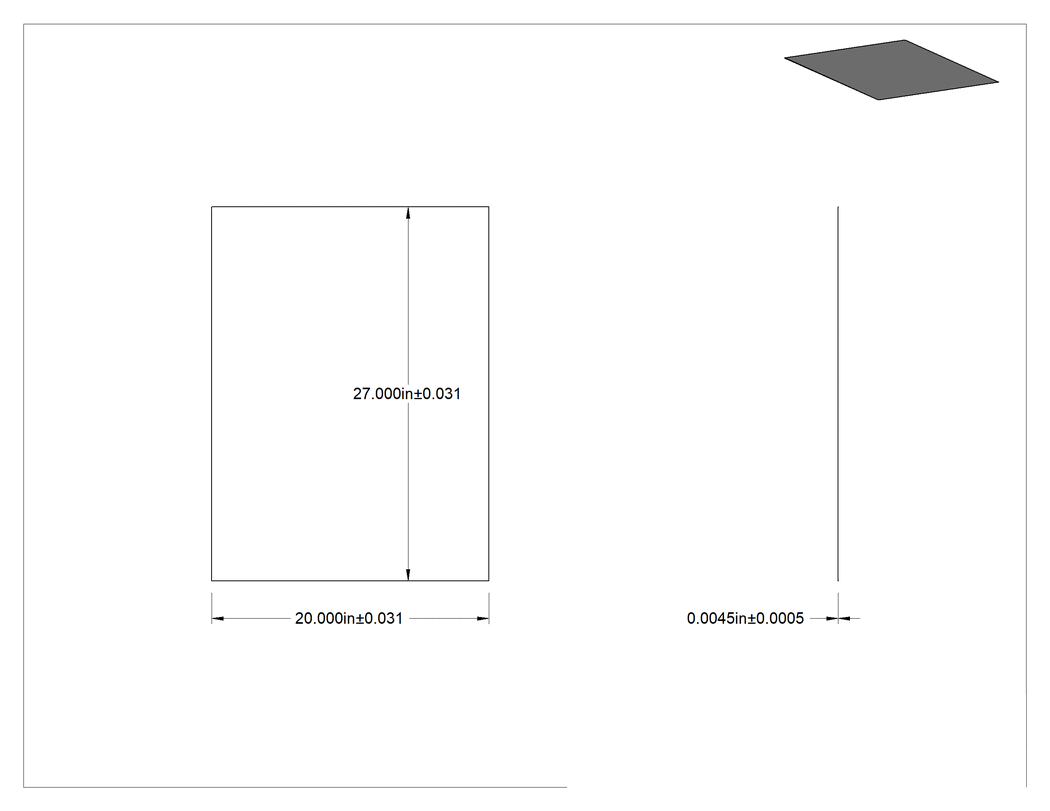 Teknik Çizim - Kimyasallara Dayanıklı PVC Film, 27" x 20" x 0.005"