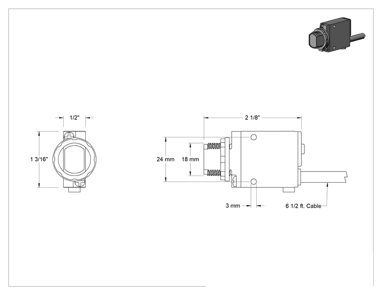 Teknik Çizim - Yer Tasarrufu Sağlayan Fotoelektrik Anahtarlar, Tel Uçlu, Doğrudan Algılama, PNP/NPN Sinyal Çıkışı