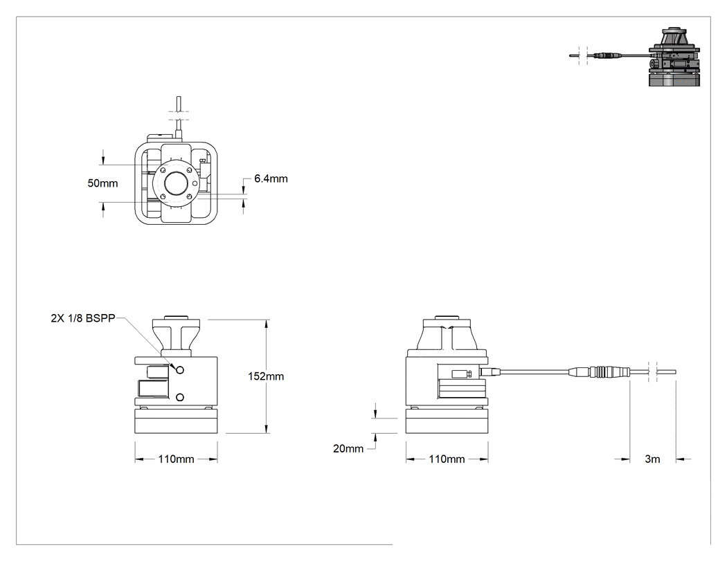 Teknik Çizim - Robot Hazır Vakum Kaldırıcı, FANUC Robot Kolu için, 20 mm Ped Yüksekliği