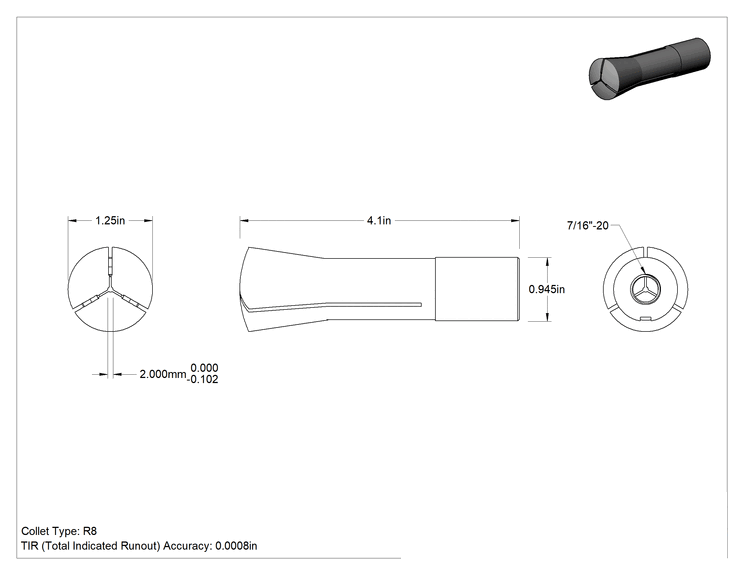 Teknik Çizim - R8 Pens, 0.0008" Tir Hassasiyeti, 2 mm Boyut