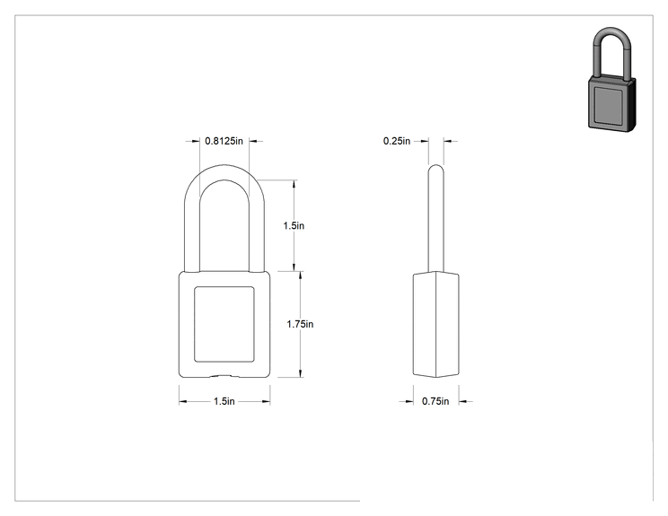 Teknik Çizim - Etiketli Ekstra Boşluklu Kilitli Asma Kilit, Master Lock 410-Yeşil Gövde, Anahtar By4 numarasına ayarlanmıştır