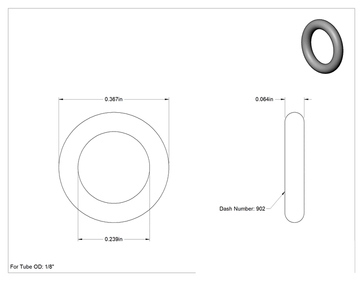 Teknik Çizim - Ultra Kimyasal Dayanıklı Dupont Kalrez 4079 O-Ring, Düz Dişli Bağlantılı Boru Bağlantı Elemanları için, Dash, 902