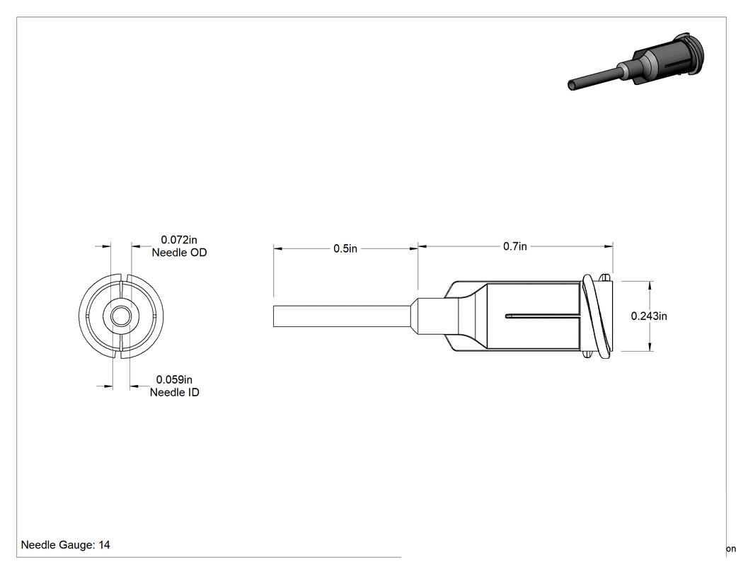 Teknik Çizim - Luer Lock Bağlantılı Statik Kontrol Şırınga İğneleri