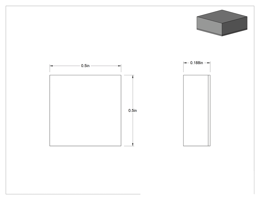 Teknik Çizim - Statik Yapışkan Tamponlar, 1/2" Uzunluk x 1/2" Genişlik x 3/16" Yükseklik